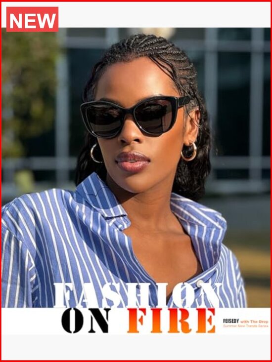 Polarized Vintage Square Cat Eye Sunglasses with UV400 Protection main image 4